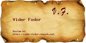 Vider Fodor névjegykártya